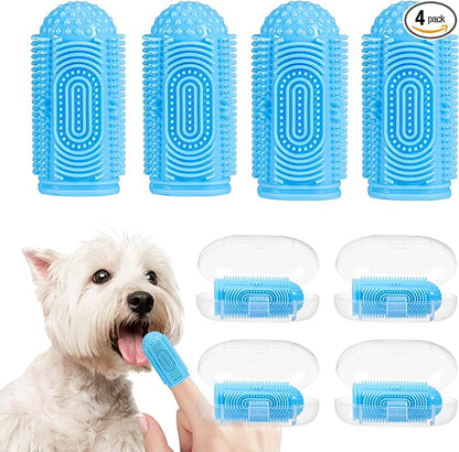 Dog Tooth Brushing Kit Dog Toothbrush 4 Pack Dogs Finger Toothbrush for Dogs Teeth Cleaning & Dental Care,Dogss Tooth Brush Puppy Tooth Brushing