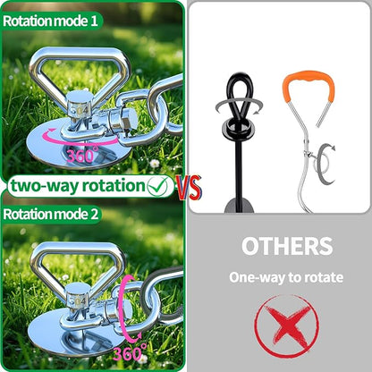 Dog Tie Out Cable and Stake,(up to 200lbs) 360° Swivel Dog Run Anchor -with 30FT Heavy Duty Cable,Runner for Yard-Dog Stake for Yard Outdoor Camping