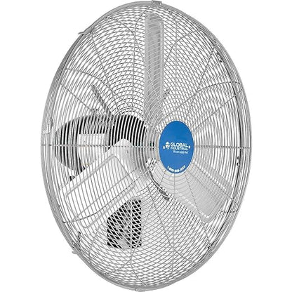 Global Industrial Deluxe Wall Mount Fan, 30" Diameter, Fixed and Oscillating Head, 3 Speed, 10,000 CFM at 1100 RPM, 1/2 HP, Tilting Head, For Indoor Use Only