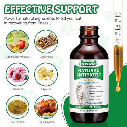 Antibiotics for Cats | Cat Antibiotics | Natural Antibiotics for Cats | Pet Antibiotics | Cat Itchy Skin Relief | Cat Allergy Relief | Cat Antibiotics for Skin Infection | 2 Fl Oz-Chicken Flavour