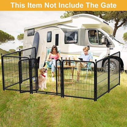 Doorless Dog Playpen 56inch 10 Panels, Dog Fence Outdoor for Yard, Garden Fence for Medium/Large Pets. Black Dog Pens Total22.1 Ft(L)