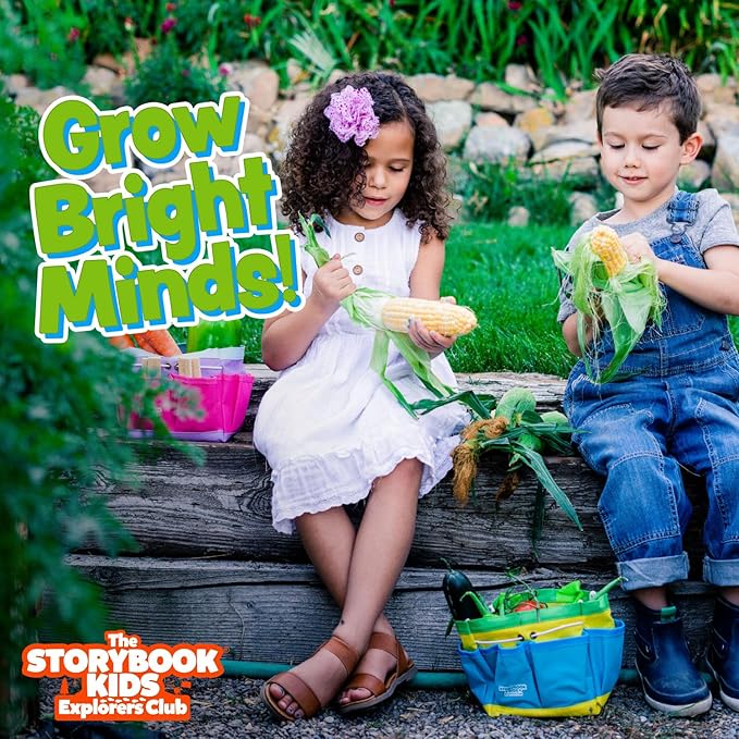 Floral Garden Kit Tools - Includes Sturdy Tote Bag, Watering Can, Gloves, Shovels, Rake, and Delightful Children's Book - Kids Garden Tool Set -Easter Gifts for Toddler Age on up