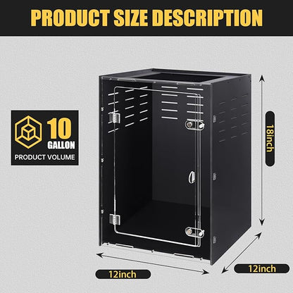 12x12x18 Reptile Enclosure – Acrylic Reptile Tank for Gecko, Snake, and Lizard – Compact PVC Terrarium for Small Pets