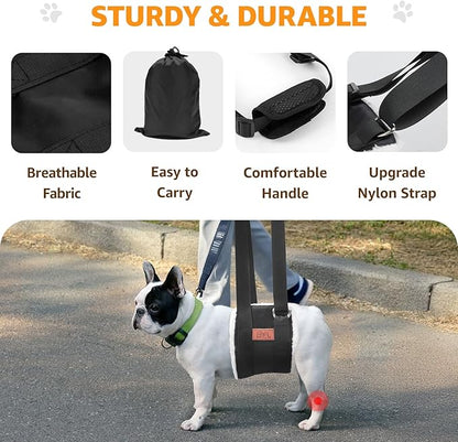 Adjustable Dog Lift Harness, Dog Sling for Large Dogs Lift Support and Rehab Harness for Weak Rear Legs, Soft Hind Leg Support Helps Senior, Injured, Disabled and After ACL Surgery Dogs(Black,Small)
