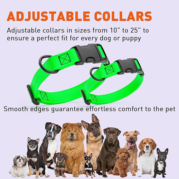 Dogline Biothane Waterproof Dog Collar with Quick Release Buckle Strong Coated Nylon Webbing with Odor- Proof for Easy Care Easy to Clean Fits Small Medium Large Dogs, Lime Green 1" W 15-25" L