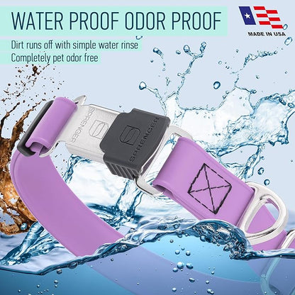 Dogline Biothane Waterproof Dog Collar with Herm Sprenger Black Stainless Steel Quick Release Buckle – Heavy Duty Tactical Durable Collar for Dogs – Comfortable, Safe Pet Collar W 1" L 15-25" Amethyst