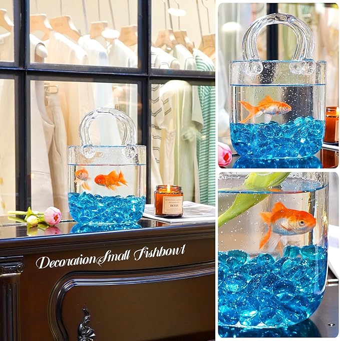 10LB Ocean Blue Flat Glass Marbles for Vases, Gemstone Beads Vase Filler Decorative Glass Pebbles for Fish Tank, DIY Crafts, Aquarium Decor Rocks