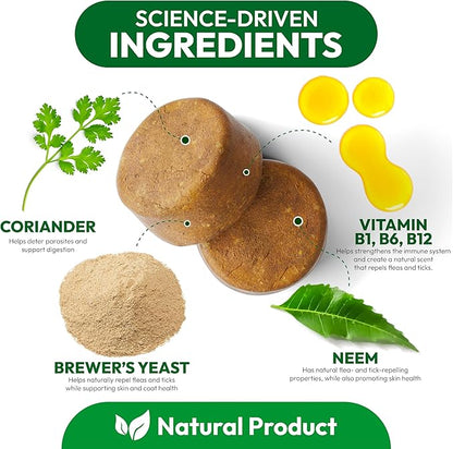 Flea and Tick Prevention for Dogs Pills - Natural Dog Flea & Tick Control - 170 Soft Chewables - Oral Defense Treatment for Dogs Supplement - Vet Formulated Chews - All Breeds & Ages - Made in USA