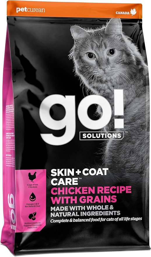 Go! Solutions Skin + Coat Care, Dry Cat Food, Chicken Recipe with Grains, 16 lb Bag