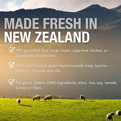 Feline Natural Wet Cat Food Pouch - Hoki & Beef Feast, Grain-Free, Grass-Fed & Sustainably Sourced Wet Food for Cats - Made in New Zealand, 3oz Pate, 12 Count Pack