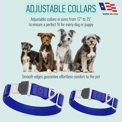 Dogline Biothane Waterproof Dog Collar with Herm Sprenger Stainless Steel Quick Release Buckle – Heavy Duty Tactical Durable Collar for Dogs – Comfortable and Safe Pet Collar W 3/4" L 12-19" Blueberry