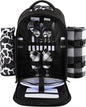 apollo walker Picnic Backpack Bag for 2 Person with Cooler Compartment, Detachable Bottle/Wine Holder, Fleece Blanket, Plates and Cutlery Set (2 Person, Black)