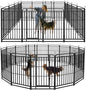 Dog Playpen Outdoor 16 Panels Heavy Duty Dog Fence 47" Height with Thick Pipe Anti-Rust with Doors Portable for RV Camping Yard, Total 36FT, 103 Sq.ft, Snowy Black