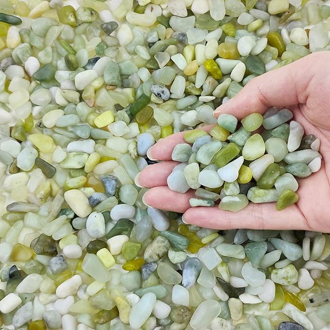 2 lbs Jade Rocks for Plants Indoor, 3/8 inch Small Pebbles for Indoor Plants, Decorative Rocks for Succulents Cactus Bamboo Vases Landscaping Drainage and Outdoor Garden Rocks