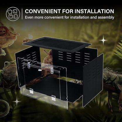 10 Gallon Reptile Tank – Reptile Enclosure for Leopard Geckos, Snakes & Bearded Dragons – Lizard Tank, Hermit Crab & Gecko Habitat