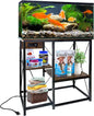 20-37 Gallon Fish Tank Stand with Power Outlet, 30.7"x13.8" Metal Frame Fish Stand, 3-Tier Wood Aquarium Stand, 400LBS Capacity Reptile Terrarium Stand