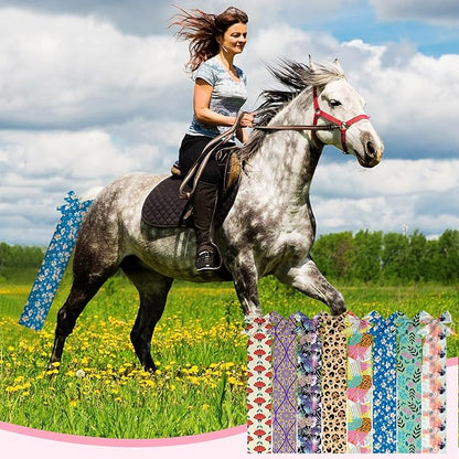 Eccliy 8 Pcs Horse Tail Bag Breathable Guard Stretchy 22" Slip on Horse Tail Wrap 2 Strand Closure Straps Grooming Supplies to Keep from Dirt Breakage Rubbing 8 Designs