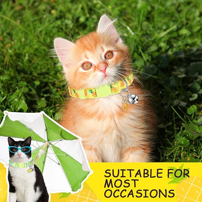 Frienda 12 Pcs Spring Summer Breakaway Cats Collars Girl Cat Safety Adjustable Collars with Bell and Summer Fruit Patterns Pendants Set for Pets Decoration(Medium)