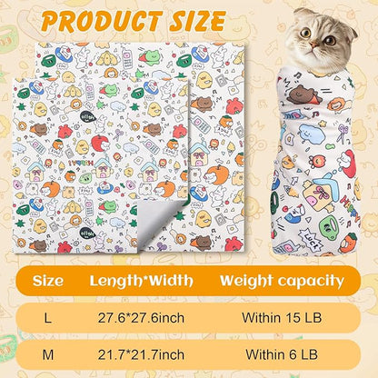 27.6" Cat Wrap for Cutting Nails, Self-Adhesive Cat Grooming Wrap Anti-Escape Cat Restraint for Nail Clipping Cat Swaddle Wrap Cat Wrapping Cloth for Pet Cleaning and Beauty (Within 15lbs)
