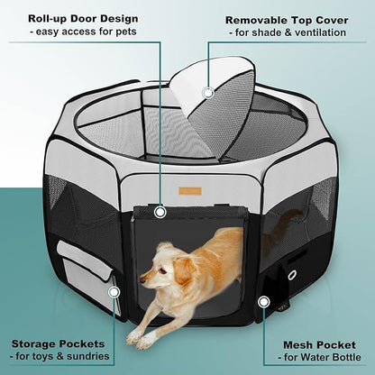 Dog Playpen, Portable Pet Play Pen for Cat, Puppies, Rabbits, Chickens, Foldable Large-Capacity Pet Tent for Indoor/Outdoor Travel Camping (Size XL Without Carry Bag)