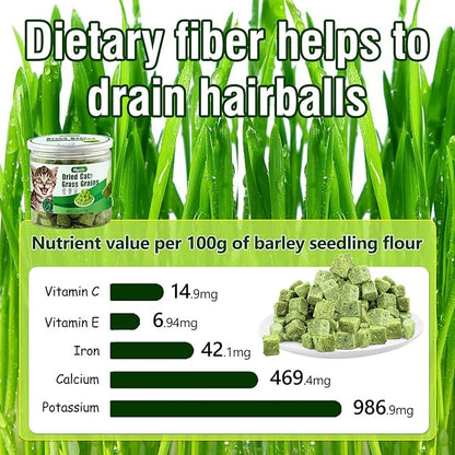 50g Cat Grass Teething Treat, Delicious Cat Grass Teething Snack Edible Cats Chew Toy for Teeth Cleaning and Hairball Removal