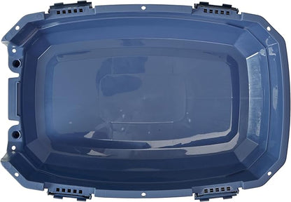 Amazon Basics 2-Door Top-Load Hard-Sided Cat Pet Travel Carrier, 19.0" L x 12.6" W x 10.0" H, Gray & Blue