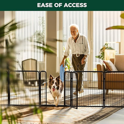 FXW Homeplus Unleashed Indoor Dog Playpen - Stress-Free and Safe Play, Heavy Duty 32 Inch 12 Panels Dog Pen for Small and Medium Dogs, Black│Patented