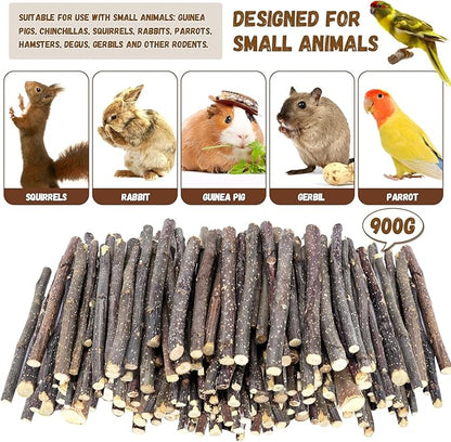 900g/2lb Small Apple Sticks Animals Molar Wood Treats Toys for Rabbits Chinchillas Guinea Pig Hamster Gerbil Parrot Bunny and Small Animals Chew Stick Toys Treats