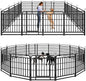 Dog Playpen Outdoor 16 Panels Heavy Duty Dog Fence 32" Height with Thick Pipe Anti-Rust with Doors Portable for RV Camping Yard, Total 36FT, 103 Sq.ft, Snowy Black