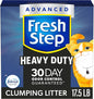Fresh Step Clumping Cat Litter, Heavy Duty Advanced, Long Lasting 30-Day Odor Control with Odor Eliminating Carbon, 17.5 lb
