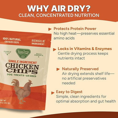 Gaines Family Farmstead Chicken Chips for Dogs – 6 oz Natural, High-Protein Dog Treats, Rawhide-Free Chews, Single Ingredient, Grain-Free, Made in USA