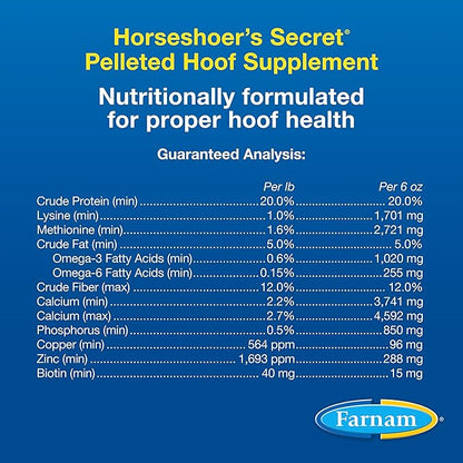 Farnam Horseshoer's Secret Pelleted Hoof Supplements, Promotes healthy hoof growth, maintains hoof walls & supports cracked hooves, 38 lbs., 100 day supply