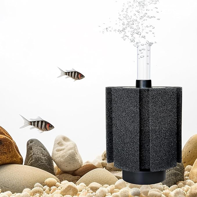 50-60 Gal Aquarium Sponge Filter with Ceramic Media and Bubble Diffuser Quiet Fish Tank Filters fit for Fry Breeding Shrimp Betta Fish Tank