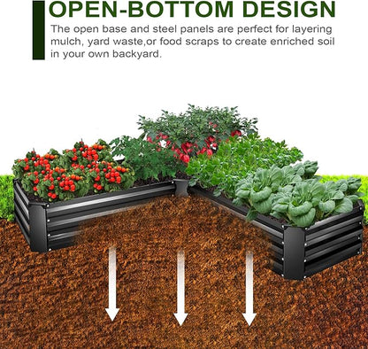 EDOSTORY Raised Bed Garden Bed Kit, 5x5x1ft Galvanized Planter Tall Raised Garden Boxes Outdoor, Large Metal Raised Garden Beds for Vegetables, Flowers, Herbs
