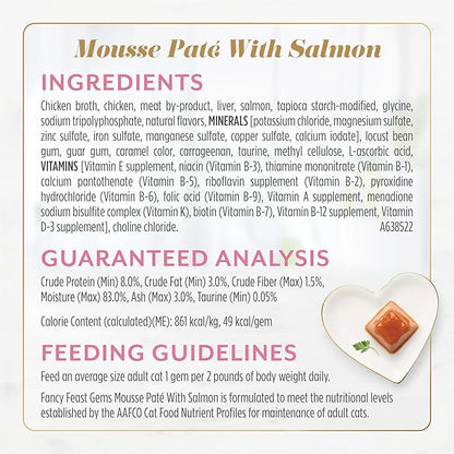 Fancy Feast Gems Pate Cat Food Mousse Salmon or Tuna and a Halo of Savory Gravy Wet Cat Food Variety Pack - (1) 8 ct. Boxes - 8 ct. Box
