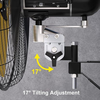 9000 CFM 24" Outdoor Oscillating Wall Fan, High Velocity 3-Speed Waterproof Professional Outdoor Fan, Heavy Duty Industrial Wall Mount Fans for Patio, Commercial, Garage, Warehouse, UL Listed