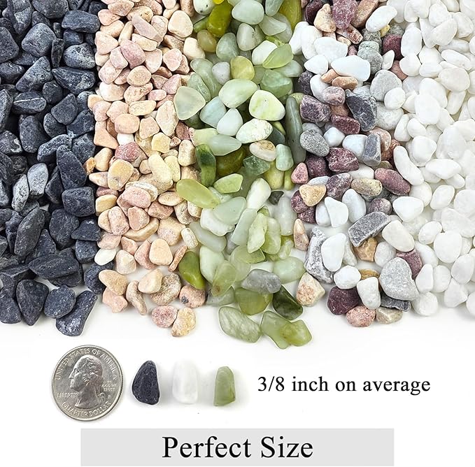 2 lbs White Gravel, 3/8 Inch White Pebbles for Indoor Plants. White Stones for Succulents, Planters, Vase and Outdoor Garden Landscaping