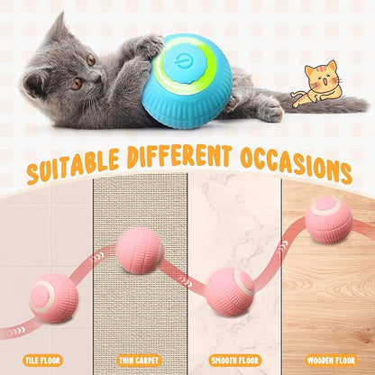 6 Pack Interactive Cat Ball Toy for Indoor Automatic Smart Rolling Ball with LED Light 2 Modes Electric Self Rolling Toy for Large and Small Puppy Kitten
