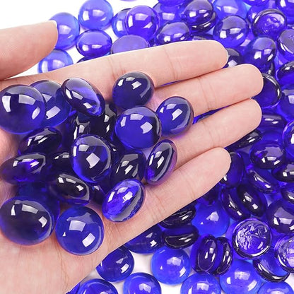 10LB Cobalt Blue Flat Glass Marbles for Vases, Gemstone Beads Vase Filler Decorative Glass Pebbles for Fish Tank, DIY Crafts, Aquarium Decor Rocks