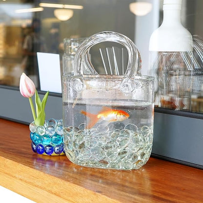 1LB Clear Flat Glass Marbles for Vases, Gemstone Beads Vase Filler Decorative Glass Pebbles for Fish Tank, DIY Crafts, Aquarium Decor Rocks