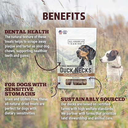 6 Natural Duck Neck Dog Treats – Single Ingredient, Dehydrated & Chewy – Low-Fat, High-Protein Training Reward – Made in USA