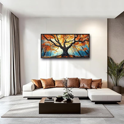 Extra Large Tree of Life Framed Wall Art for Living Room,Fall Autumn Forest Sunrise Landscape Pictures Wall Decor,Nature Canvas Print Painting Modern Artwork Bedroom Office Bathroom 60L" x 30W"