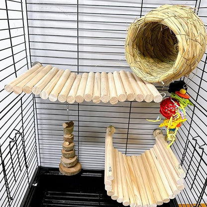 2Pcs Chinchilla Wood Ledge Hamster Wooden Flexible Platform Perch Climbing Toys Cage Accessories for Rat Mouse Sugar Glider Small Animal