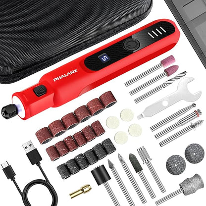 Dog Nail Grinder - Upgraded Pet Nail Grinder, Electric 5 Speeds LED Lights Ring Rechargeable Dog Nail Trimmers Kit, 40 Accessories Cordless Pet Nail Grinder for Dogs Cats and Small/Medium Animals Red