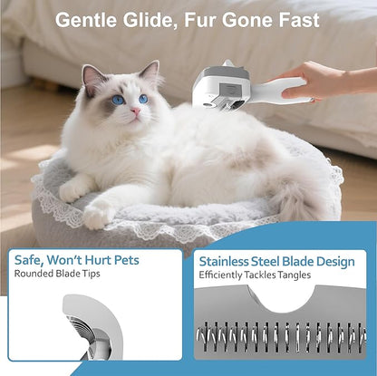 5 in 1 Pet Steam Brush for Dogs & Cats – Self Cleaning, 3 Pet Brush for Smoothing, Dematting, Thinning – Shedding, Grooming & Hair Removal, Includes Shampoo & Storage Case (8.0"-promax)