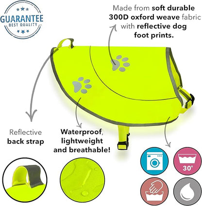 Dog Reflective Vest - Comfortable Jacket Safety Hunting, High Visibility for Dogs with Elastic Straps and Clasp Closure- Yellow, X-Small