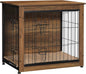 DWANTON Dog Crate Furniture with Cushion, Wooden Kennel Table with Double Doors, Indoor Dog House, Small/Medium/Large Size, 27.2" L, Warm Brown