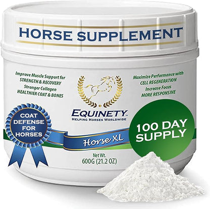 100-Day Supply Horse XL Supplements – Horse Care Weight Gain Supplement W/ 8 Amino Acids - No Soy or Sugar Coat Defense for Horses - Joint Supplement, Equine Supplies & Hoof Supplements