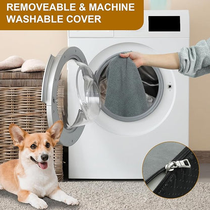 Dog Stairs for Small Dogs 19.7" H, 4-Step Dog Steps for High Bed, High-Density Foam Curved Pet Stairs with Non-Slip Removable Washable Cover to Get on Bed