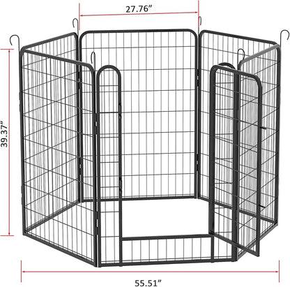 Dog Playpen, Outdoor Dog Fence, 6 Panels, 40" H Dog Pen for Large/Medium/Small Dogs, Heavy Duty Metal Pet Fence with Gate, Portable Dog Fence for RV Camping and Yard (Black)